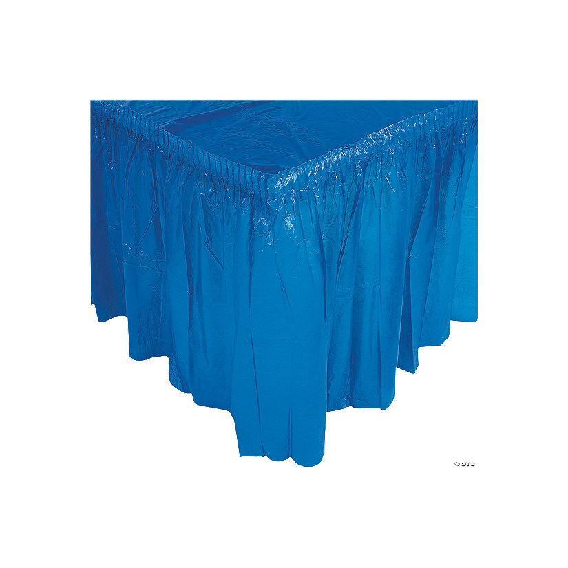 14 ft. x 29" Blue Pleated Plastic Table Skirt Image