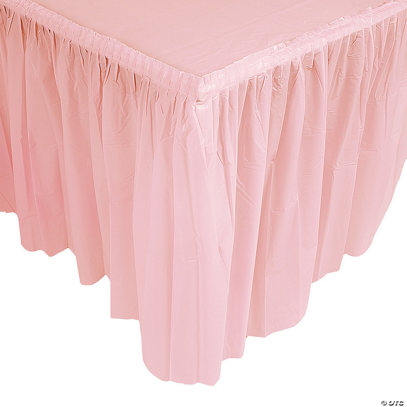 14 ft. x 29" Pleated Light Pink Plastic Table Skirt Image