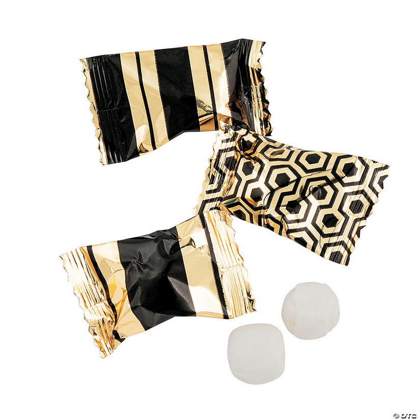 14 oz. Assorted Pattern Black & Gold Buttermints - 108 Pc. Image