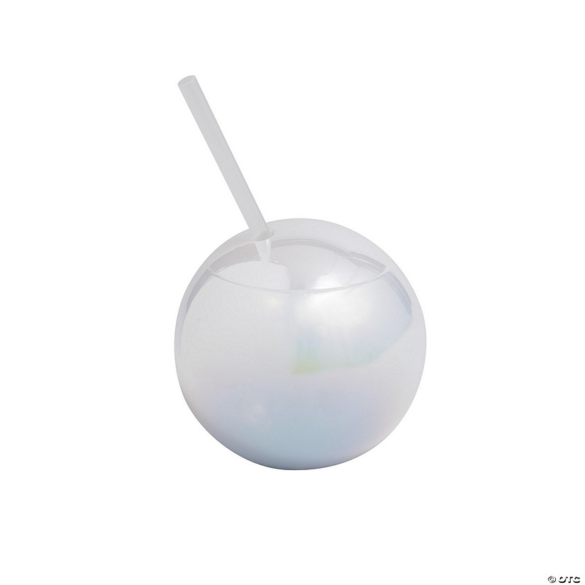 14 oz. Bubble-Shaped Iridescent Reusable BPA-Free Plastic Cups with Lids & Straws - 6 Ct. Image