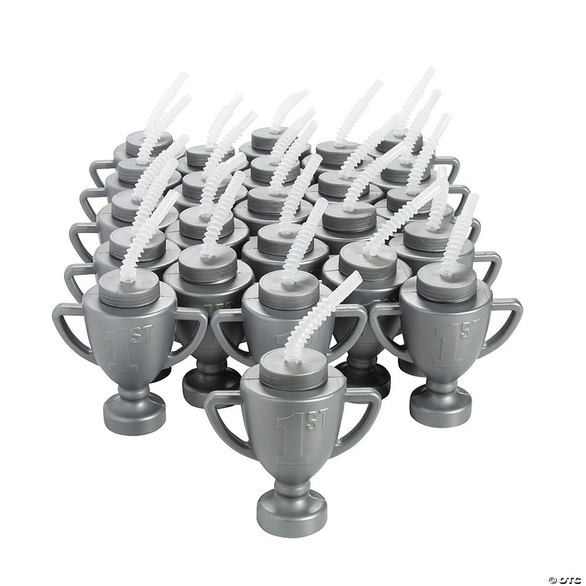 14 oz. Bulk 60 Ct. Trophy Reusable Plastic Cups with Lids & Straws Image