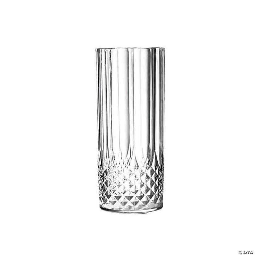 14 oz. Clear Crystal Cut High Ball Plastic Glasses (16 Glasses) Image