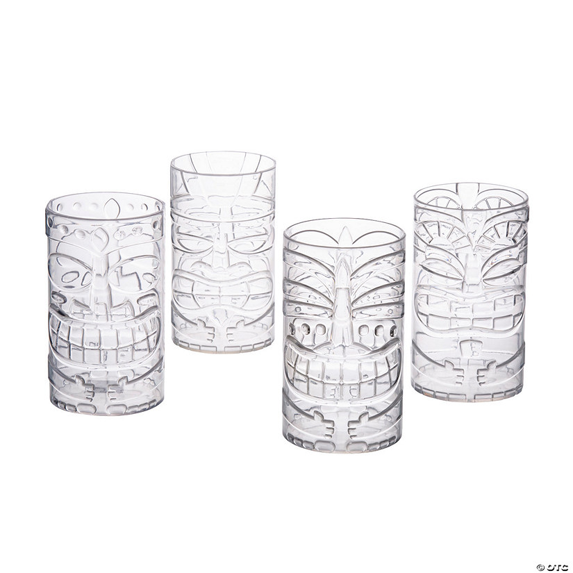 14 oz. Clear Luau Reusable Plastic Tiki Cups - 8 Ct. Image