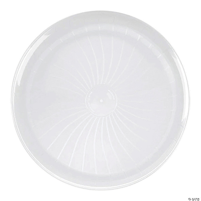 14" White Pavilion Round Disposable Plastic Trays (24 Trays) Image