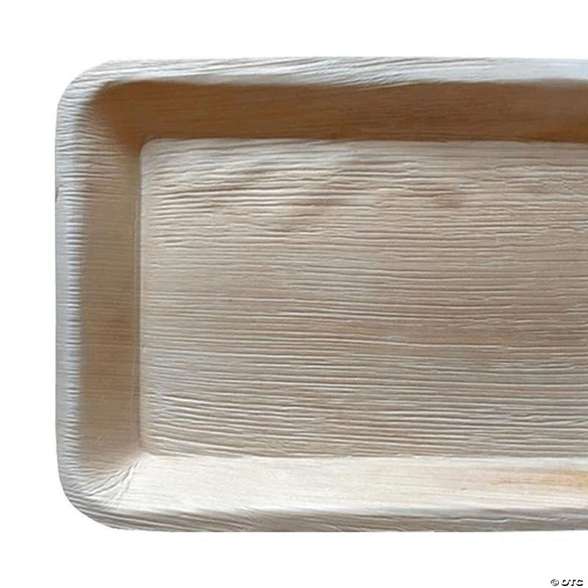 14" x 10" Rectangular Natural Palm Leaf Eco-Friendly Disposable Trays (100 Trays) Image
