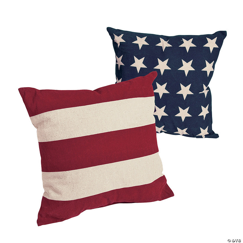 14" x 14" Patriotic Stars and Stripes Decorative Pillow Set - 2 Pc. Image