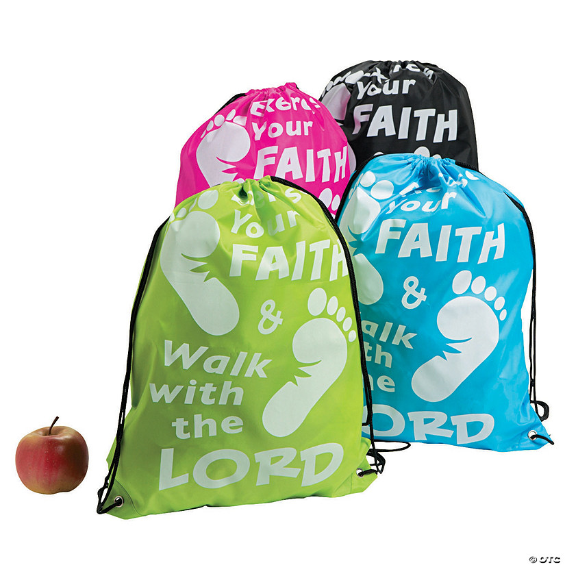 14" x 18" Exercise Your Faith Drawstring Bags - 12 Pc. Image