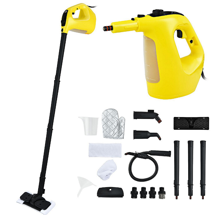 1400W Multipurpose Pressurized Steam Cleaner Mop W/ 17 Pieces Accessories Yellow Image