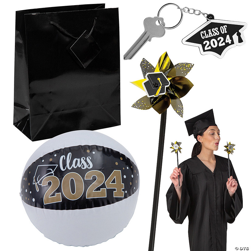144 Pc. Graduation Class of 2024 Black & Gold Handout Kit for 36 Image