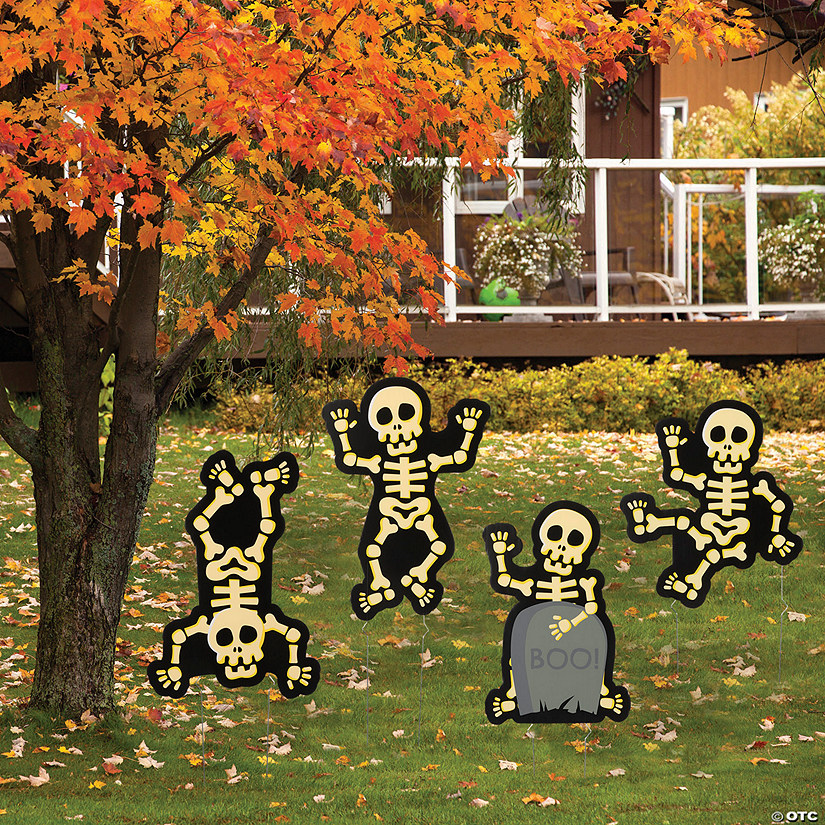 15 3/4" - 21 3/4" Halloween Skeleton Yard Signs - 4 Pc. Image