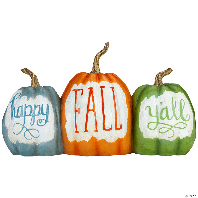 15.5" Pumpkin Trio 'Happy Fall Y'all' Autumn Harvest Sign Image