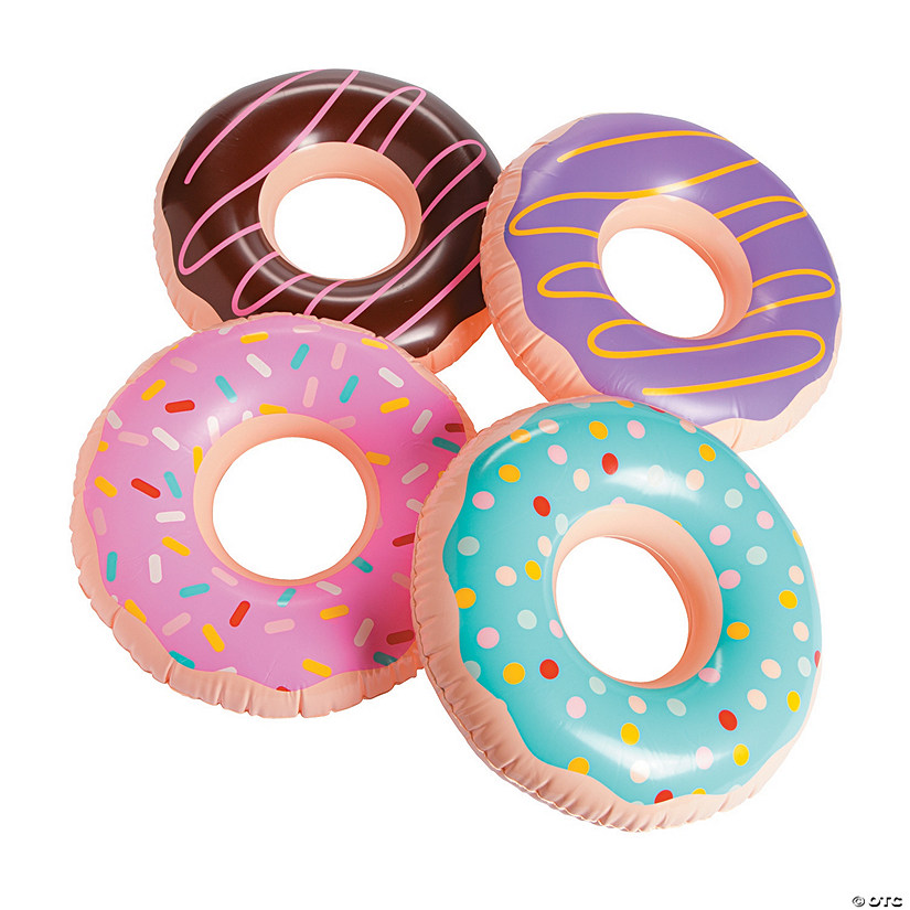 15" Inflatable Frosting & Sprinkles Multicolor Vinyl Donuts - 12 Pc. Image