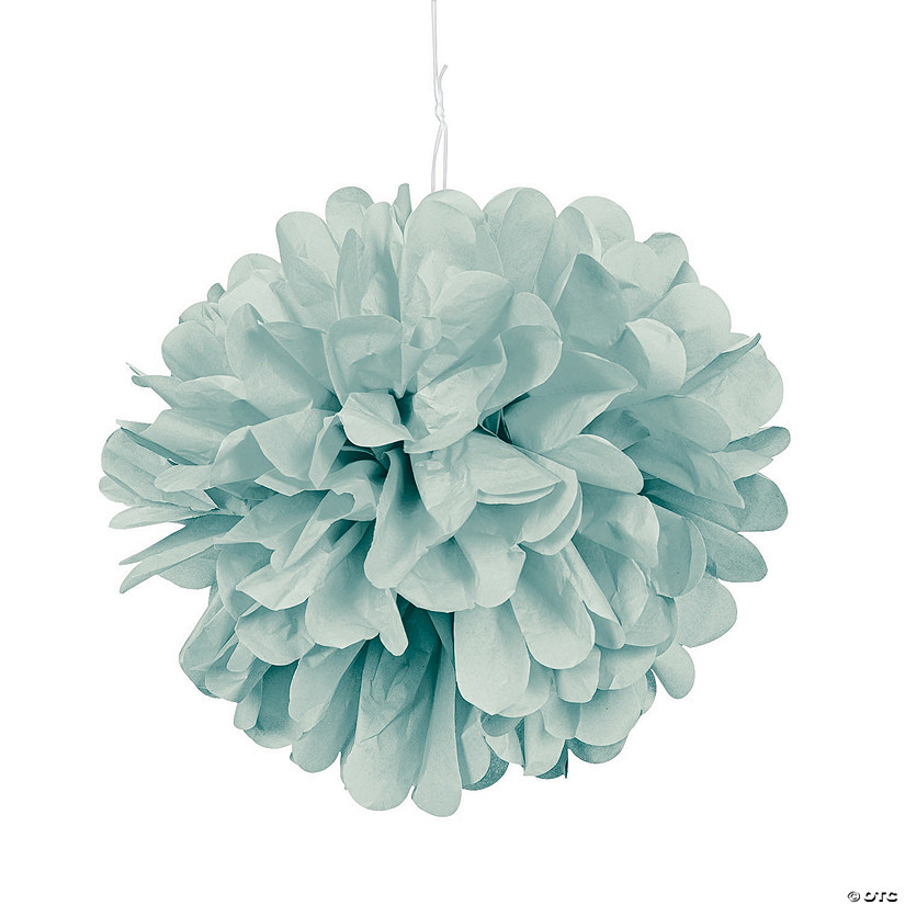 15" Mint Green Hanging Tissue Paper Pom-Pom Decorations - 6 Pc. Image