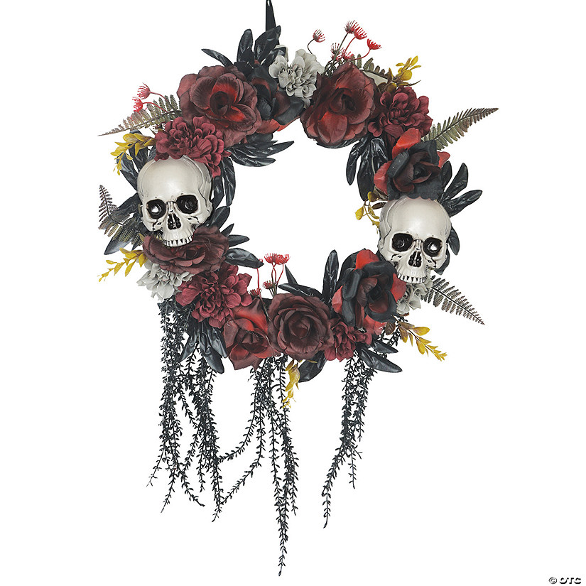 15" Wreath Skull Roses Image