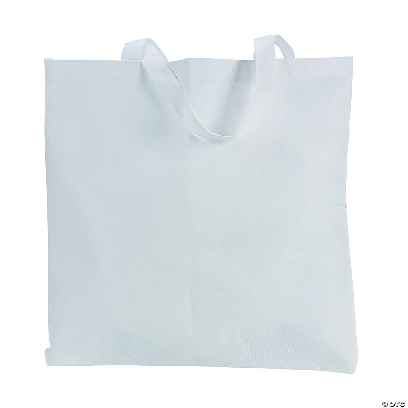 15" x 16" DIY Large White Nonwoven Tote Bags - 12 Pc. Image