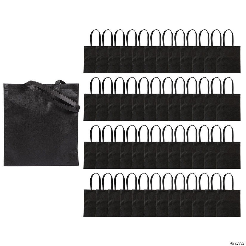 15" x 17" Bulk 48 Pc. Large Nonwoven Black Tote Bags Image