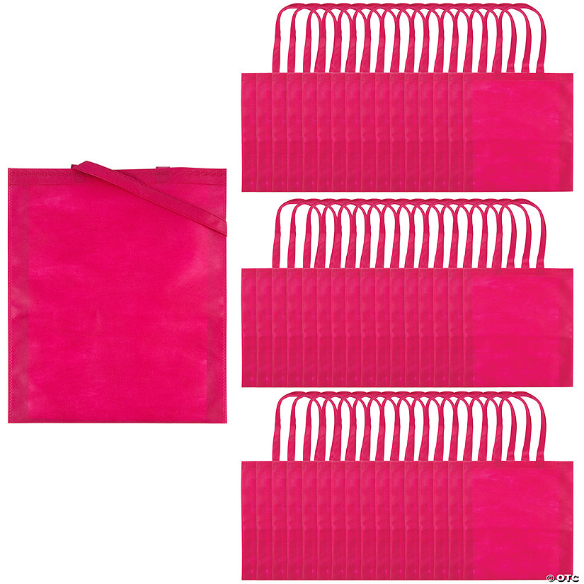 15" x 17" Bulk 48 Pc. Large Pink Nonwoven Tote Bags Image