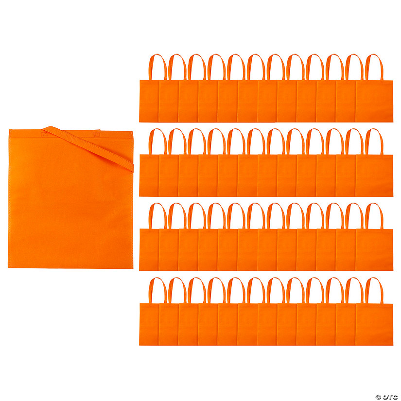 15" x 17" Bulk Large Orange Nonwoven Tote Bags - 48 Pc. Image