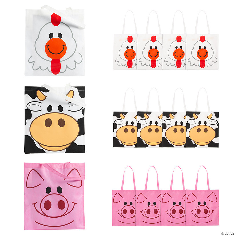 15" x 17" Large Nonwoven Animal Tote Bags - 12 Pc. Image