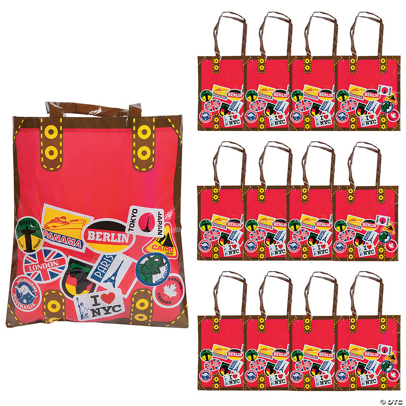 15" x 17" Large Nonwoven Around the World Tote Bags - 12 Pc. Image