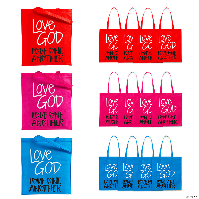 15" x 17" Large Nonwoven God&#8217;s Love Bright Tote Bags - 12 Pc. Image