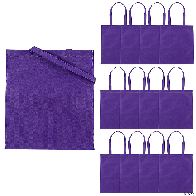 15" x 17" Large Purple Tote Bags - 12 Pc. Image