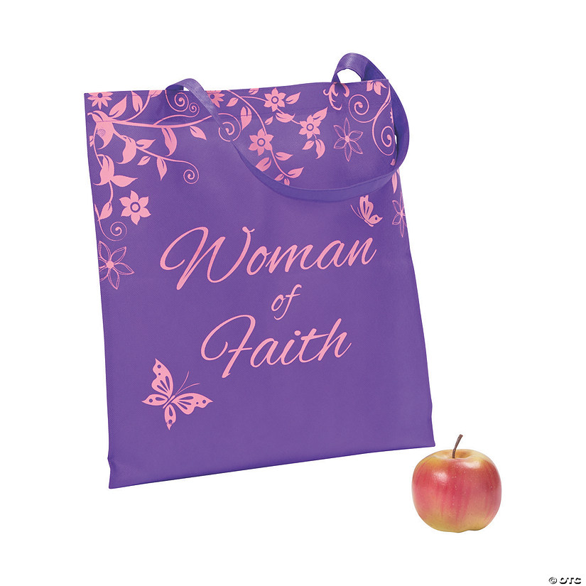 15" x 17" Large Woman of Faith Nonwoven Tote Bags - 12 Pc. Image