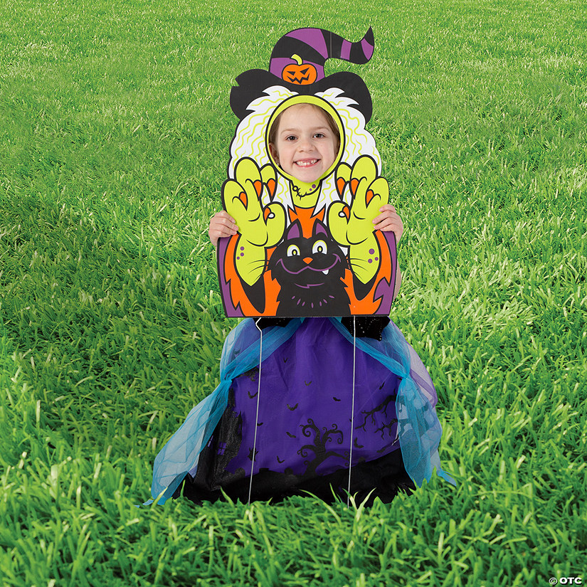15" x 24" Halloween Witch & Black Cat Face Yard Sign Image