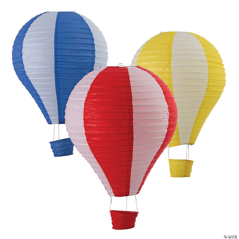 15" x 24" Hot Air Balloon Hanging Paper Lanterns - 3 Pc. Image