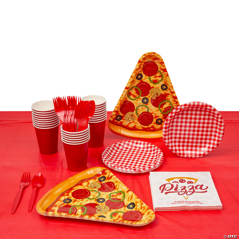 155 Pc. Pizza Party Disposable Tableware Kit for 24 Guests Image