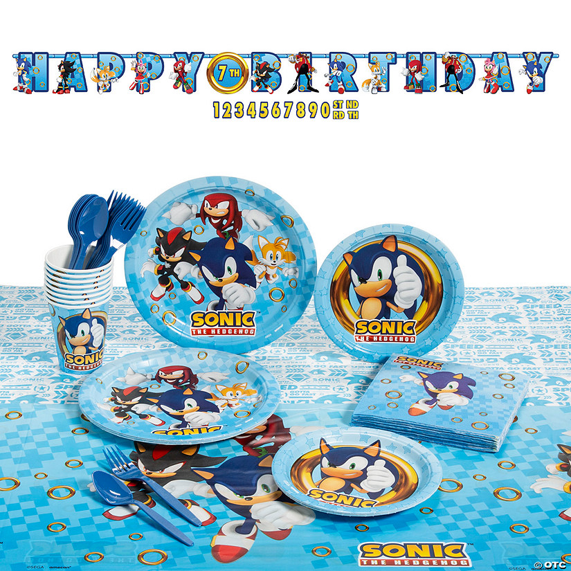 156 Pc. Sonic the Hedgehog&#8482; Disposable Tableware Kit for 24 Guests Image
