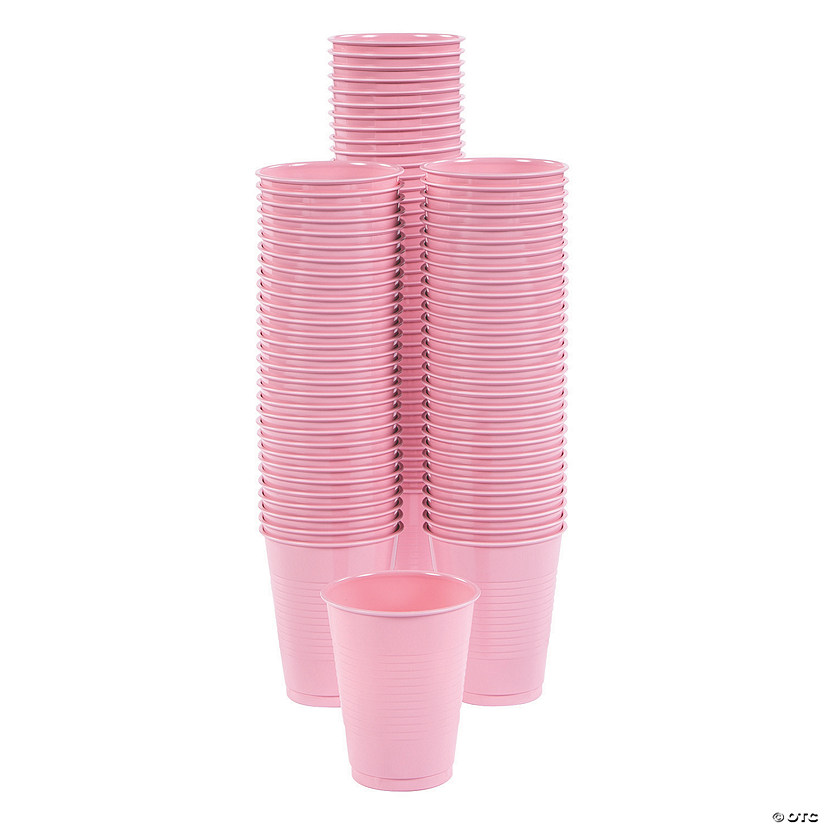 16 oz. Bulk 100 Ct. Light Pink Disposable Plastic Cups Image