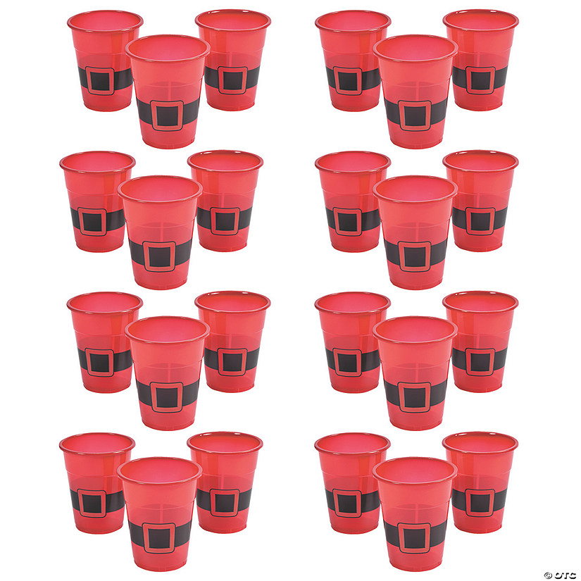16 oz. Bulk 200 Ct. Santa Belt Buckle Red Disposable Plastic Cups Image