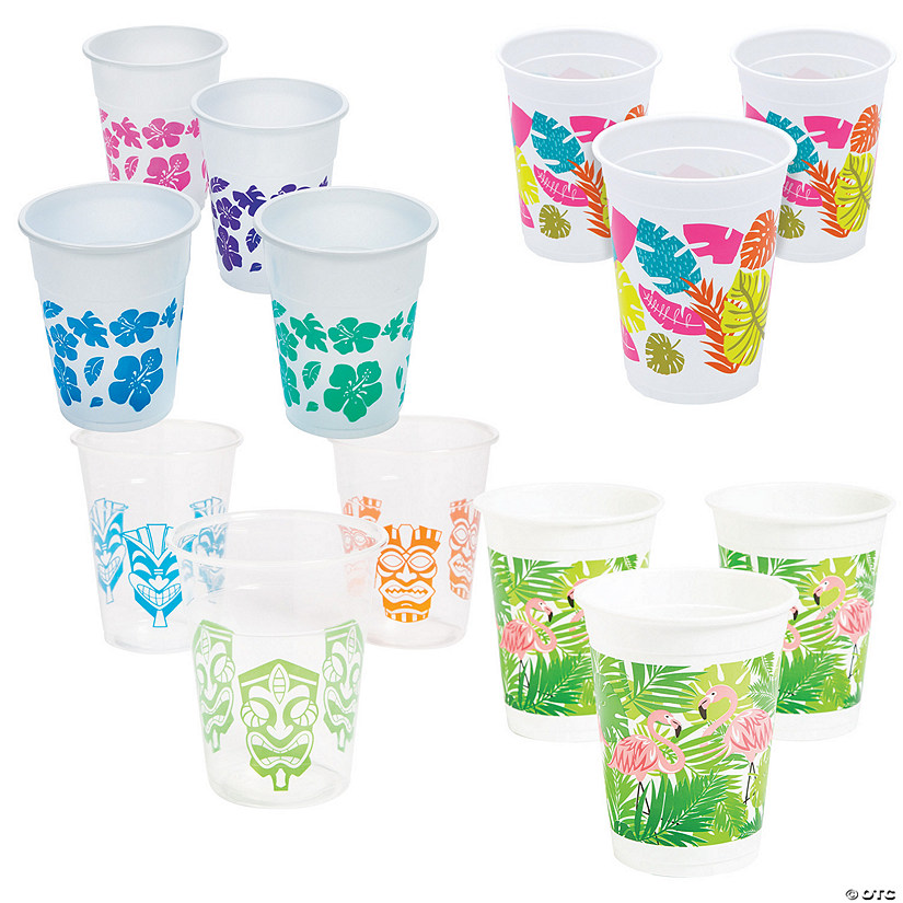 16 oz. Bulk 250 Ct. Luau Party Disposable Plastic Cup Assortment Kit Image