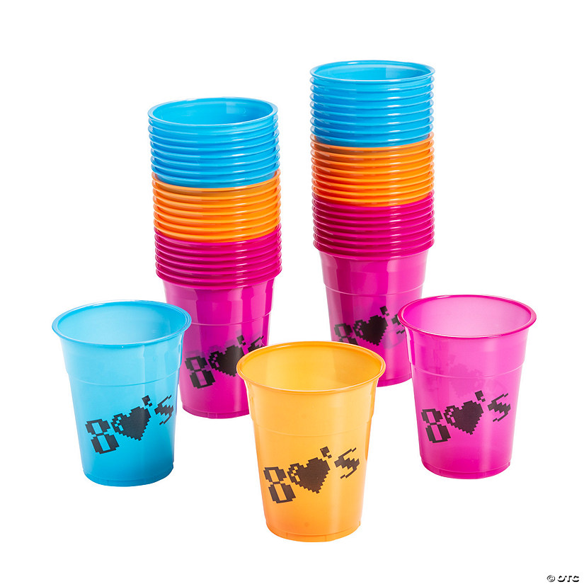 16 oz. Bulk 50 Ct. 80s Party Disposable Plastic Cups Image