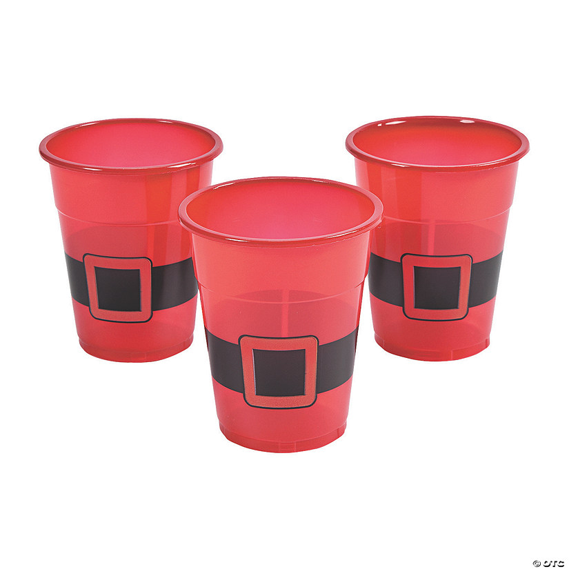 16 oz. Bulk 50 Ct. Santa Belt Buckle Red Disposable Plastic Cups Image