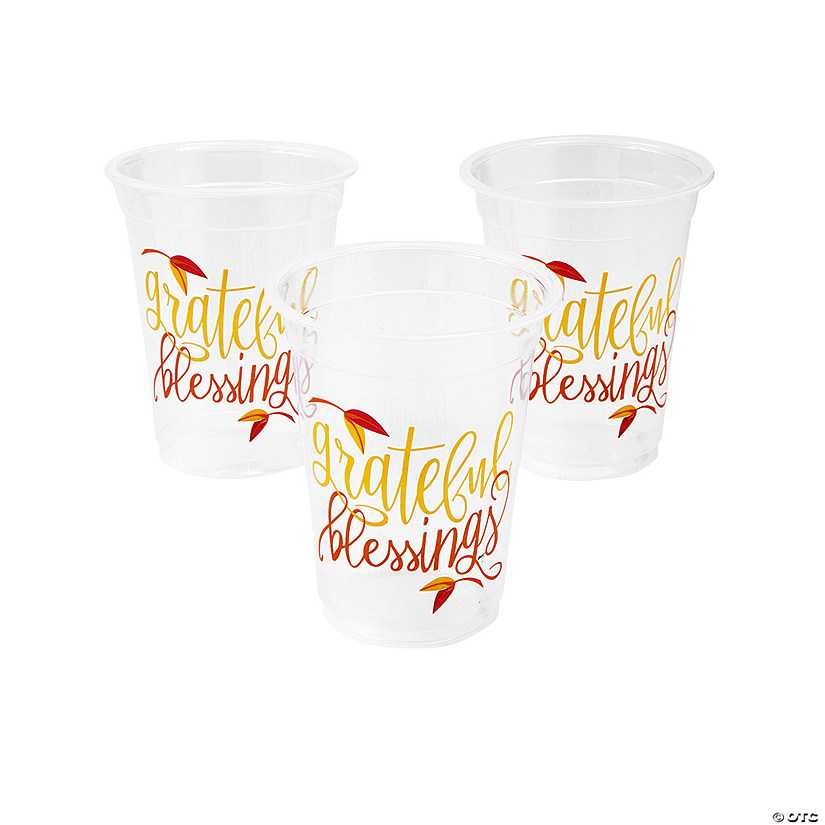 16 oz. Bulk 50 Pc. Faithful Blessings Thanksgiving Disposable Plastic Cups Image