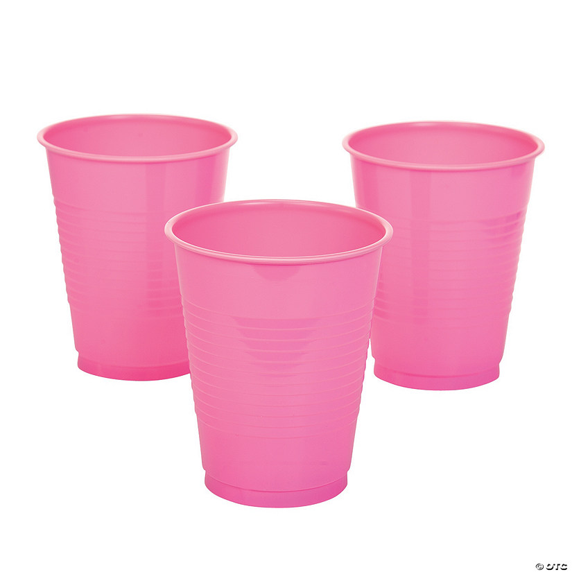 16 oz. Candy Pink Disposable Plastic Cups - 20 Ct. Image