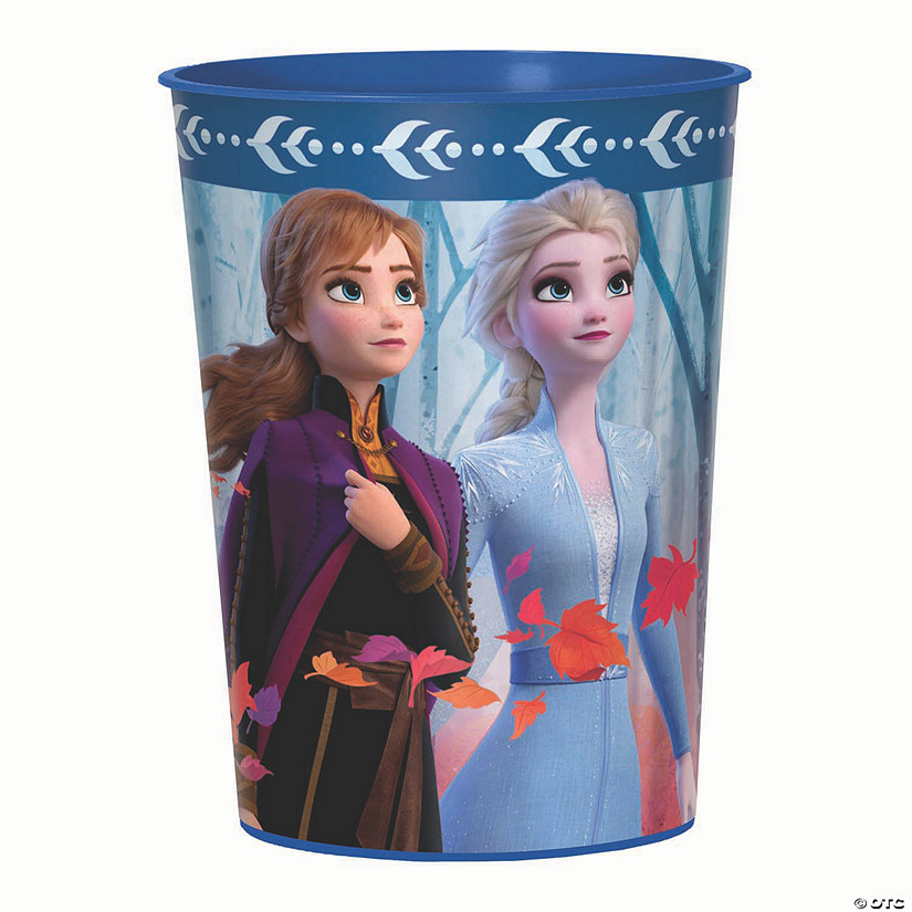 16 oz. Disney&#8217;s Frozen II Elsa & Anna Metallic Reusable Plastic Favor Tumbler Image