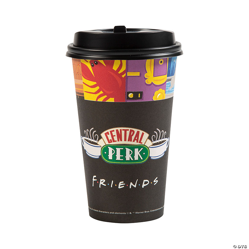 16 oz. FRIENDS&#8482; Central Perk&#8482; Disposable Paper Coffee Cups with Lids - 12 Ct. Image