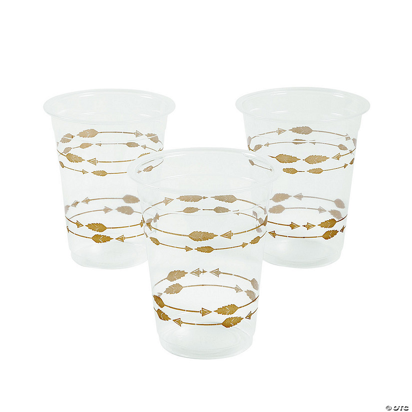 16 oz. Tribal Arrow Boho Party Clear Disposable Plastic Cups - 25 Ct. Image