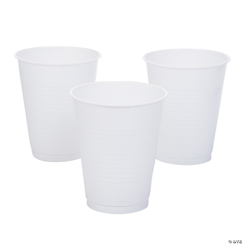 16 oz. White Disposable Plastic Cups - 20 Ct. Image