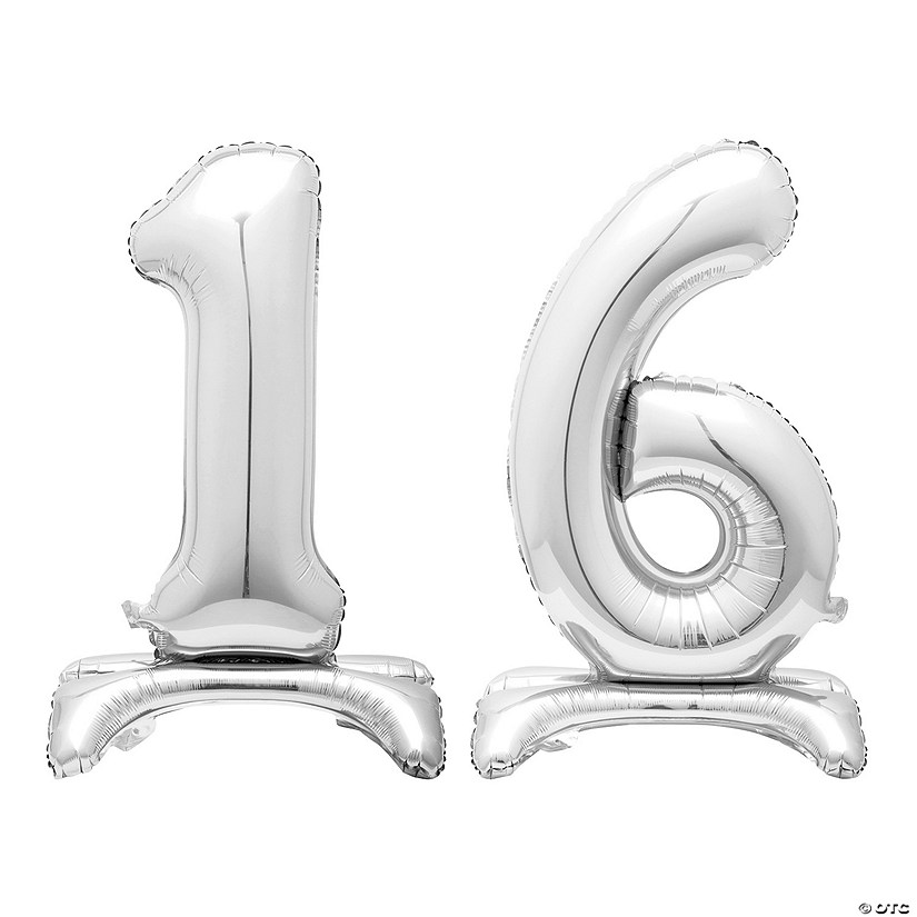 16-Shaped 30" Mylar Number Stand-Up Balloon Kit - 2 Pc. Image