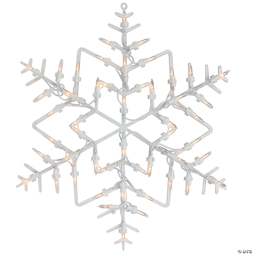 16" White Lighted Snowflake Christmas Window Silhouette Image