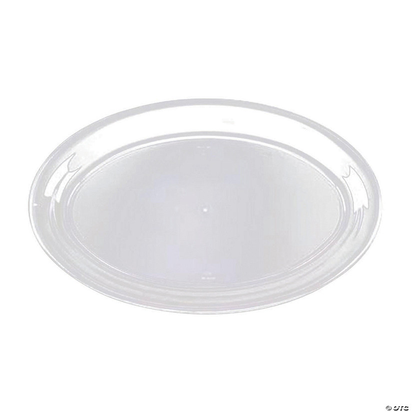 16" x 11" Clear Oval Disposable Plastic Trays (14 Trays) Image