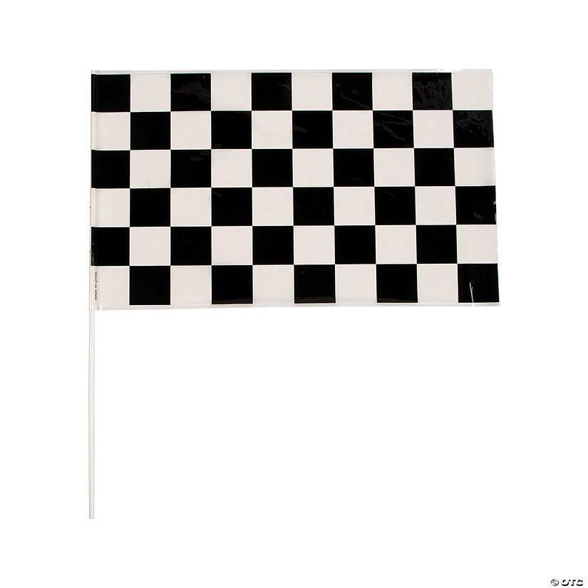16" x 11" Medium Plastic Black & White Checkered Racing Flags - 12 Pc. Image