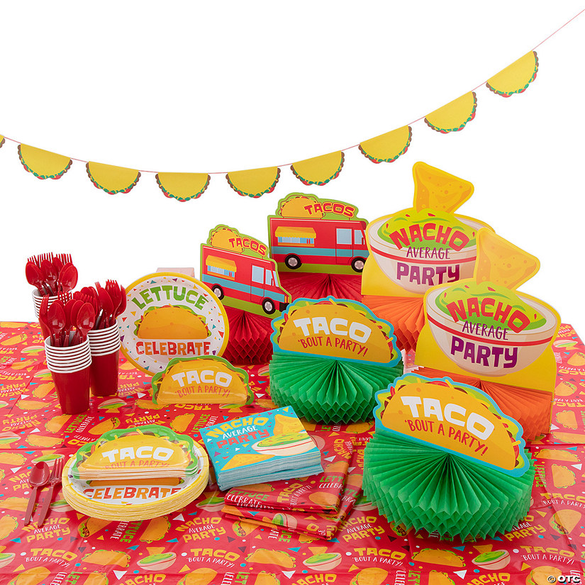 162 Pc. Taco Party Tableware Kit for 24 Guests Image