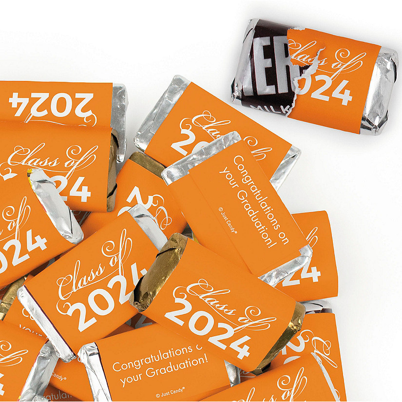 164 Pcs Orange Graduation Candy Party Favors Class of 2024 Hershey's Miniatures Chocolate (Approx. 164 Pcs) Image