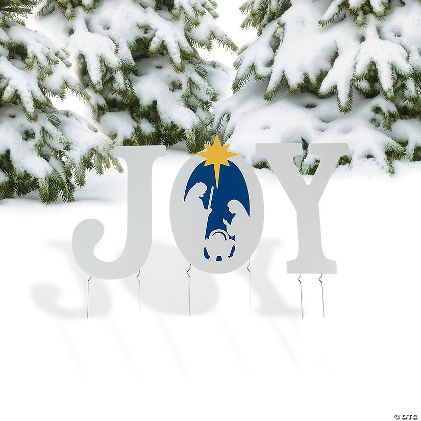 17" - 25 1/2" Joy Nativity Yard Stakes - 3 Pc. Image