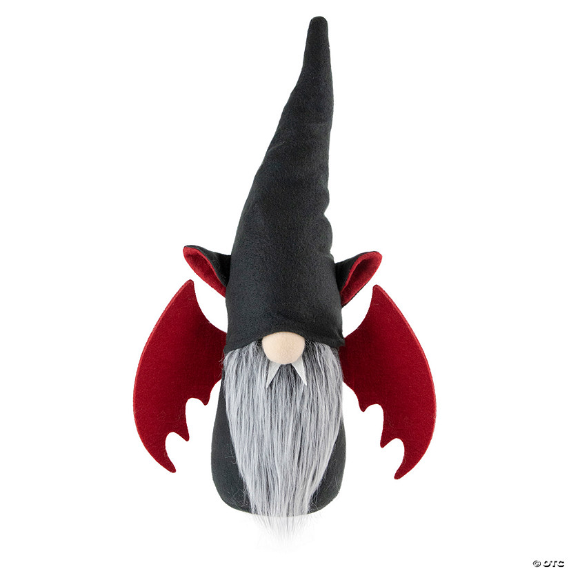 17" Black and Red Halloween Boy Gnome with Bat Wings Image